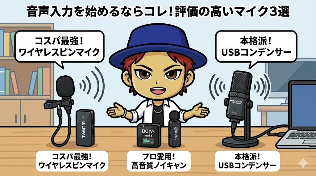 音声入力を始めるならコレ！評価の高いマイク3選