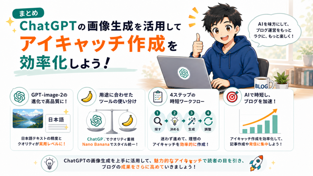 まとめ｜ChatGPTの画像生成を活用してアイキャッチ作成を効率化しよう